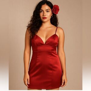 🔥 NWT Lulus Red Midi Dress salsa Inspired Fit & Flare Size M date night prom